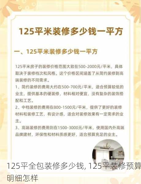 125平全包装修多少钱, 125平装修预算明细怎样