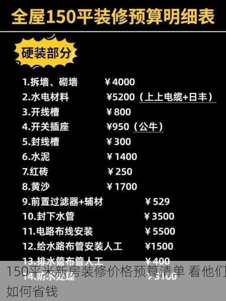 150平米新房装修价格预算清单 看他们如何省钱