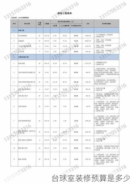 台球室装修预算是多少