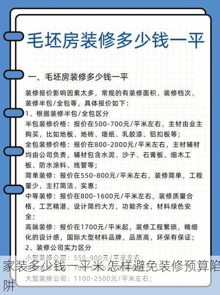家装多少钱一平米 怎样避免装修预算陷阱