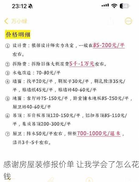 感谢房屋装修报价单 让我学会了怎么花钱