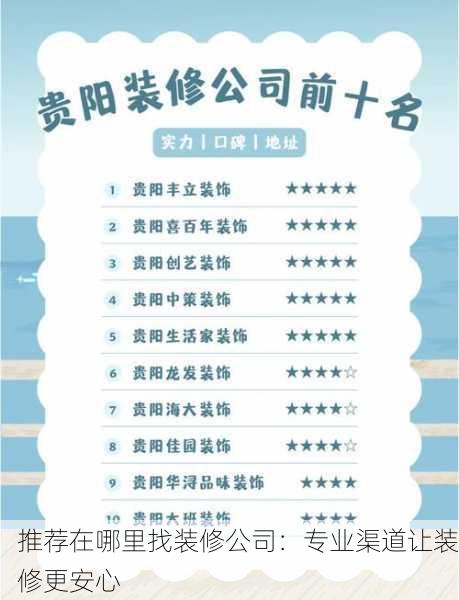 推荐在哪里找装修公司：专业渠道让装修更安心