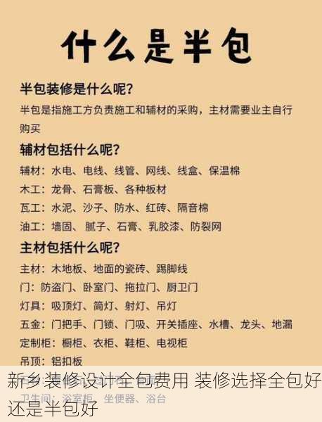 新乡装修设计全包费用 装修选择全包好还是半包好