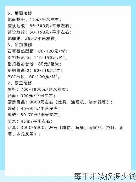 每平米装修多少钱