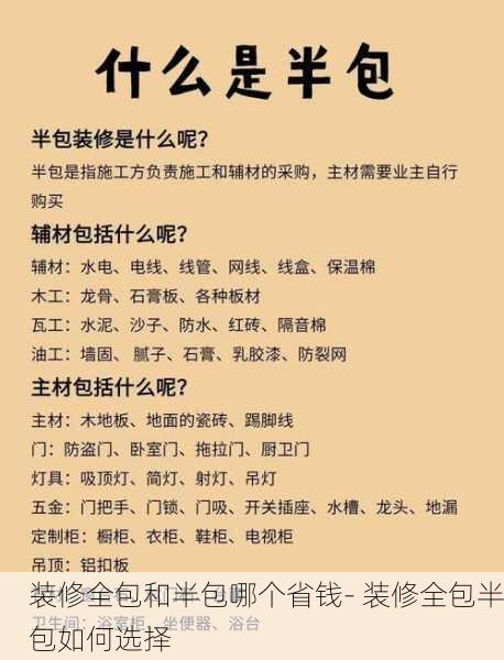 装修全包和半包哪个省钱- 装修全包半包如何选择
